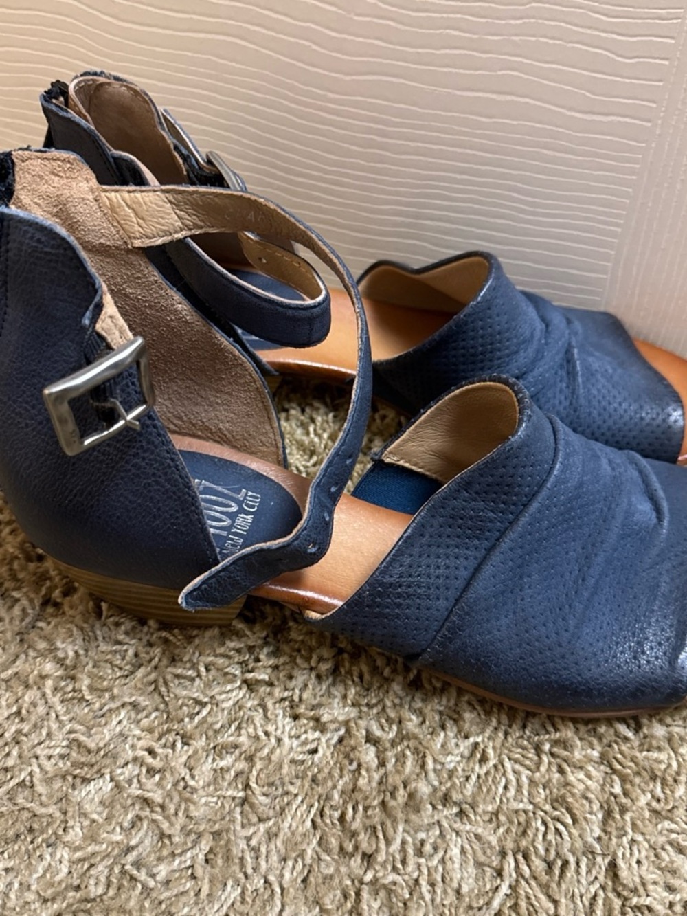 Miz Mooz Navy Leather Ankle-Strap Heels - Picture 4 of 4